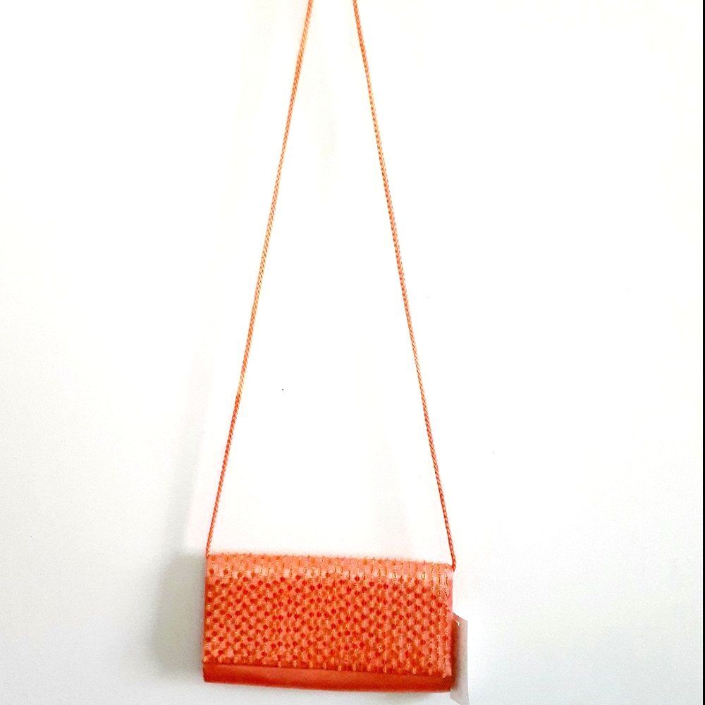 Claire's  Beaded Coral Orange Rectangle Cross body Cocktail Bag 9"x4.75" NWT
